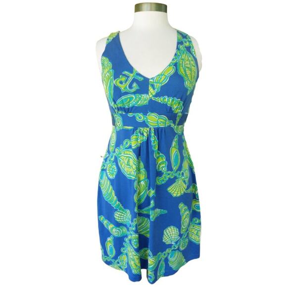 Lilly Pulitzer Dresses & Skirts - Lilly Pulitzer Patty Dress Starry Blue Fallin in Love Seashells Silk Jersey